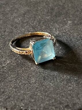 💎 STUNNING Size 7 Cushion Cut Blue Topaz 925 Sterling Silver Ring 💎